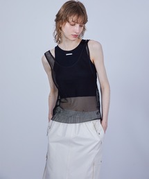 タンクトップ付きメッシュのカットソー セール】【ELOOPS】メッシュタンクトップ セット・カットソー