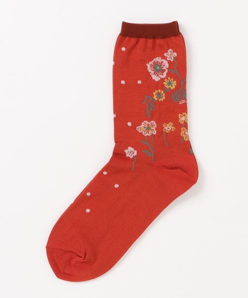 SUPER HAKKA（スーパーハッカ）の「コージーフラワードットジャカードソックス（ソックス/靴下・レディース・ブラック/ベージュ/オレンジ・FREE）」の3枚目の写真