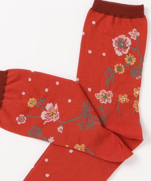 SUPER HAKKA（スーパーハッカ）の「コージーフラワードットジャカードソックス（ソックス/靴下・レディース・ブラック/ベージュ/オレンジ・FREE）」の4枚目の写真