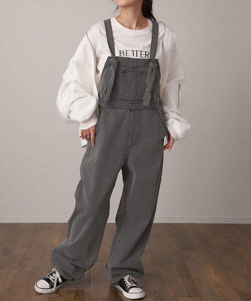 HUG.U(ハグユー)の「デニムサロペット(サロペット/オーバーオール・レディース・ネイビー/グレー/ブラック・M/L)」の11枚目の写真
