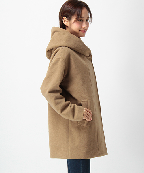 ikka(イッカ)の「ウールハーフフーテッドコート(ピーコート・レディース・グレー/オリーブ/ブラック/ベージュ・MEDIUM/LARGE)」の6枚目の写真