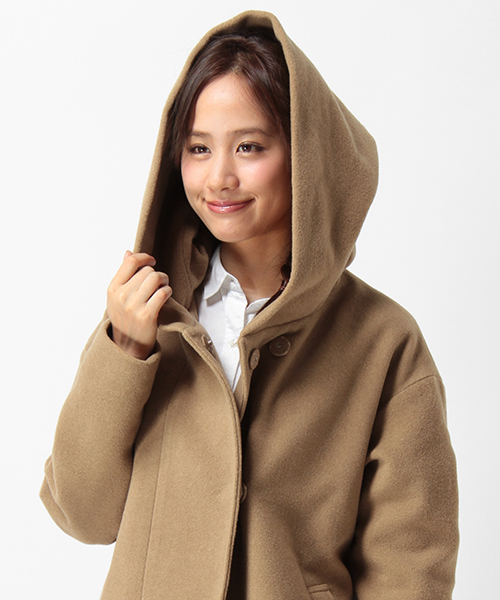 ikka(イッカ)の「ウールハーフフーテッドコート(ピーコート・レディース・グレー/オリーブ/ブラック/ベージュ・MEDIUM/LARGE)」の14枚目の写真