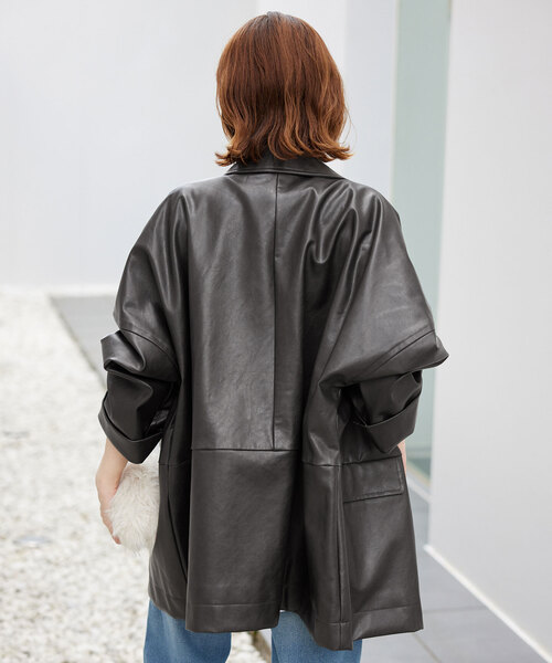 SLOBE IENA（スローブイエナ）の「フェイクレザーブルゾン（ライダースジャケット・レディース・ブラック・FREE）」の10枚目の写真