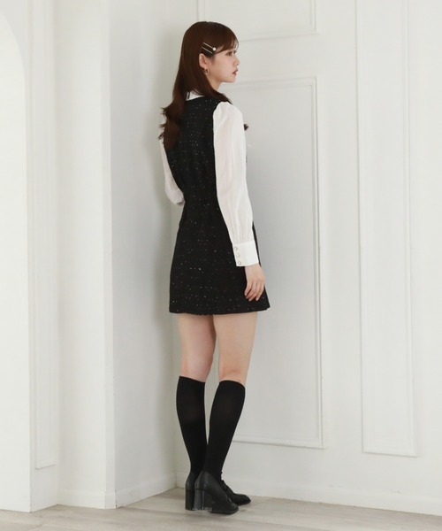 Cheek（チーク）の「ドッキングボウタイミニジャンスカ（ジャンパースカート・レディース・グリーン/ブラック/グレー・MEDIUM）」の14枚目の写真