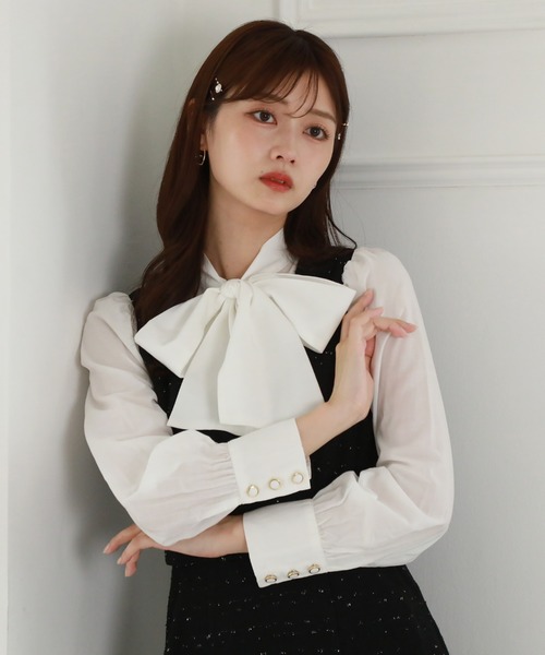 Cheek（チーク）の「ドッキングボウタイミニジャンスカ（ジャンパースカート・レディース・グリーン/ブラック/グレー・MEDIUM）」の17枚目の写真