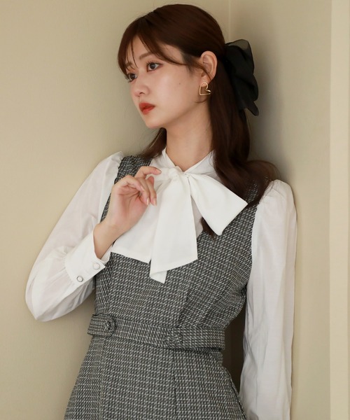 美品　cheek ドッキングボウタイミニジャンスカ チーク Cheek ドッキングボウタイミニジャンスカ （BLACK