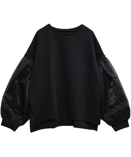 Social GIRL（ソーシャルガール）の「ダンボール オーガンジー ボリューム袖 トップス スウェット トレーナー（スウェット・レディース・アイボリー/ブラック/ベージュ・M）」の20枚目の写真