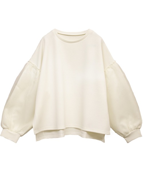 Social GIRL（ソーシャルガール）の「ダンボール オーガンジー ボリューム袖 トップス スウェット トレーナー（スウェット・レディース・アイボリー/ブラック/ベージュ・M）」の12枚目の写真