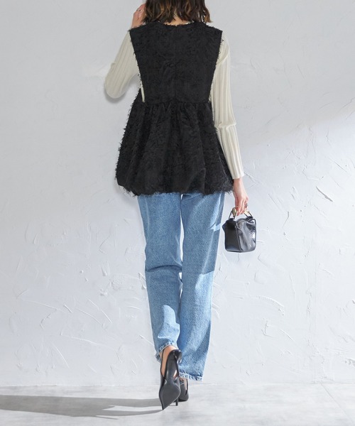 HEVE ヘイブ　ブラックフリンジVネックベスト HEVE ヘイブ ブラックフリンジVネックベスト - メルカリ