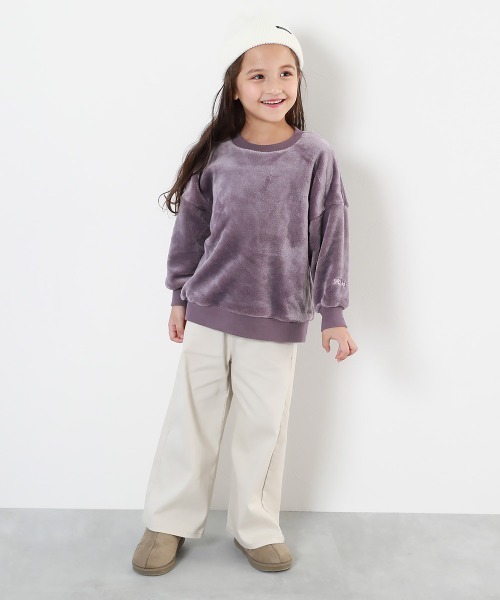 devirock(デビロック)の「袖刺繍 ファーフリース トレーナー(スウェット・キッズ・パープル系5/グリーン系1/グレー系/ダークネイビー・100cm/110cm/120cm/130cm/140cm/150cm/160cm)」の5枚目の写真