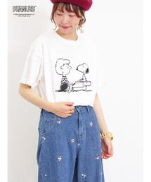 Samansa Mos2 | 【PEANUTS×Samansa Mos2】プリントTシャツ(Tシャツ/カットソー)
