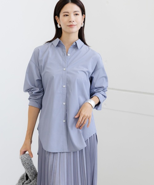 Elura(エルーラ)の「名品!しわになりにくい アイロンいらずレギュラーシャツ/133659(シャツ/ブラウス・レディース・ホワイト/ブラック系その他/ブルー/ライトブルー/ライトピンク/ブルー系その他2/ネイビー・LARGE/MEDIUM/SMALL)」の6枚目の写真