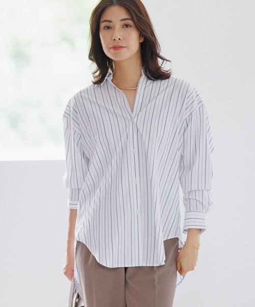 Elura(エルーラ)の「名品!しわになりにくい アイロンいらずレギュラーシャツ/133659(シャツ/ブラウス・レディース・ホワイト/ブラック系その他/ブルー/ライトブルー/ライトピンク/ブルー系その他2/ネイビー・LARGE/MEDIUM/SMALL)」の8枚目の写真