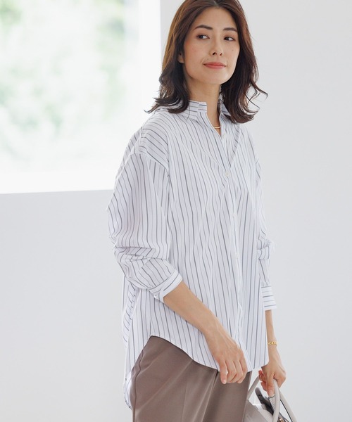 Elura(エルーラ)の「名品!しわになりにくい アイロンいらずレギュラーシャツ/133659(シャツ/ブラウス・レディース・ホワイト/ブラック系その他/ブルー/ライトブルー/ライトピンク/ブルー系その他2/ネイビー・LARGE/MEDIUM/SMALL)」の9枚目の写真