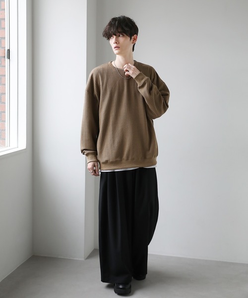 ASTRONOMY（アストロノミー）の「ASTRONOMY/ドルマンスリーブジャガードポンチ/梨地ラメ長袖カットソー（Tシャツ/カットソー・メンズ・ブラック/アイボリー/ブラウン/チャコール/ブラック系・L/M/S）」の12枚目の写真