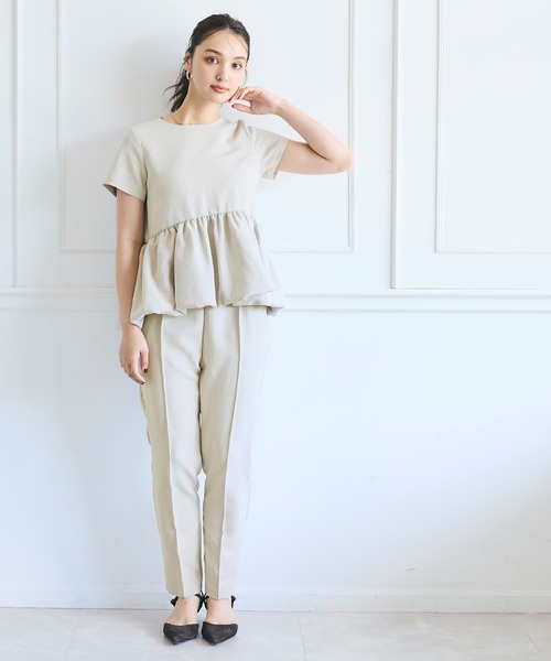 coca(coca)(コカ)の「フロッキードット ストレッチテーパードパンツ(スラックス・レディース・B/A/ブラック/グレー/ライトベージュ・S/M/L)」の12枚目の写真