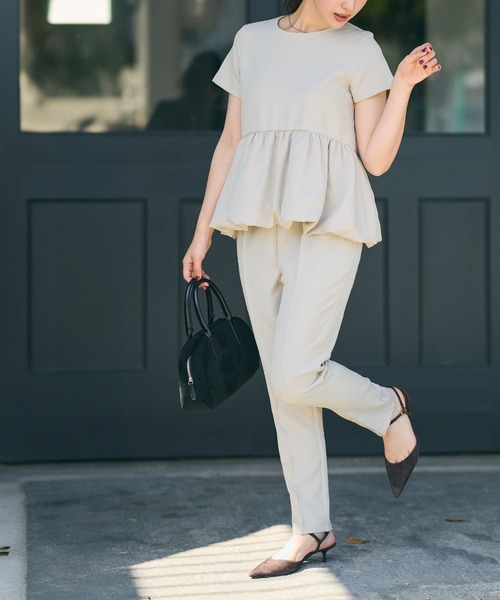 coca(coca)(コカ)の「フロッキードット ストレッチテーパードパンツ(スラックス・レディース・B/A/ブラック/グレー/ライトベージュ・S/M/L)」の15枚目の写真