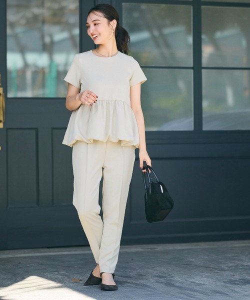 coca(coca)(コカ)の「フロッキードット ストレッチテーパードパンツ(スラックス・レディース・B/A/ブラック/グレー/ライトベージュ・S/M/L)」の16枚目の写真