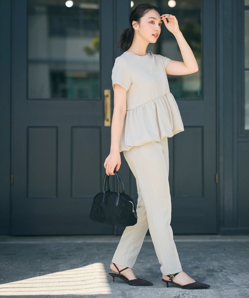 coca(coca)(コカ)の「フロッキードット ストレッチテーパードパンツ(スラックス・レディース・B/A/ブラック/グレー/ライトベージュ・S/M/L)」の17枚目の写真