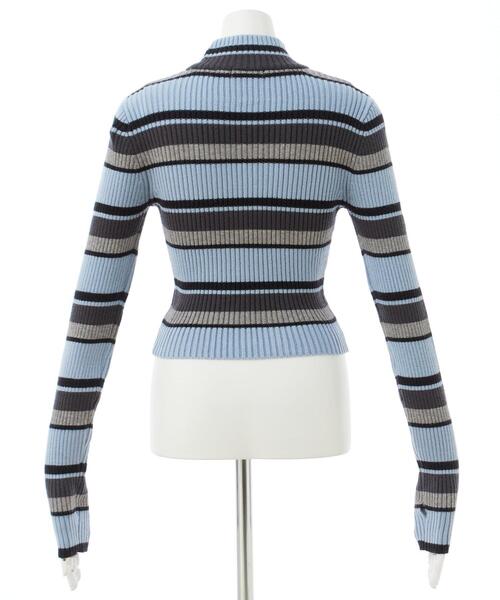 INGNI（イング）の「クロップドハイネックボーダーニット（ニット/セーター・レディース・ブラック/グレー/ブルー・M）」の6枚目の写真