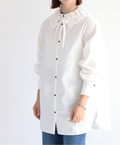 セール】〈2way〉フリルネックブラウス アンサンブル（シャツ/ブラウス