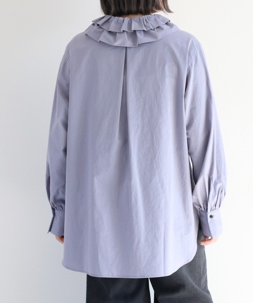 cepo（セポ）の「〈2way〉フリルネックブラウス アンサンブル（シャツ/ブラウス・レディース・ブラック/オフホワイト/ブルー・M）」の21枚目の写真