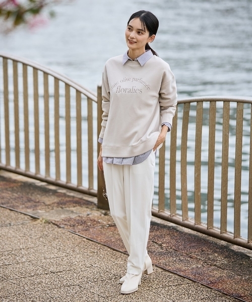 a.v.v(アーヴェヴェ)の「大人のロゴ刺繍ダンボールスウェット(スウェット・レディース・ライトピンク/グレー系その他/グレー/ミント・34/36/38/40/42)」の22枚目の写真
