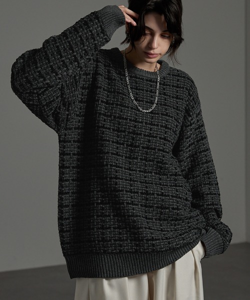 CIYOT(シヨウト)の「【CIYOT】モールミックスツイードライクジャガードニット(ニット/セーター・メンズ・モカ/チャコール/ブラック・M/L)」の3枚目の写真