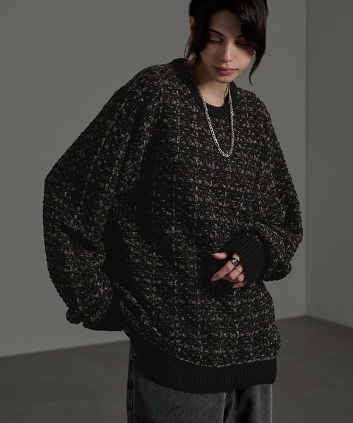 CIYOT(シヨウト)の「【CIYOT】モールミックスツイードライクジャガードニット(ニット/セーター・メンズ・モカ/チャコール/ブラック・M/L)」の6枚目の写真