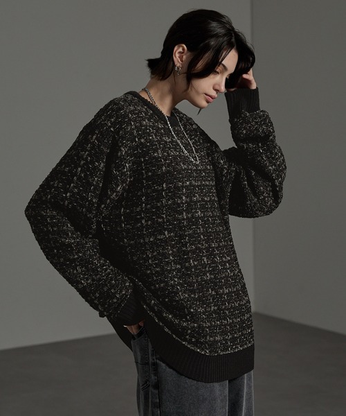 CIYOT(シヨウト)の「【CIYOT】モールミックスツイードライクジャガードニット(ニット/セーター・メンズ・モカ/チャコール/ブラック・M/L)」の8枚目の写真