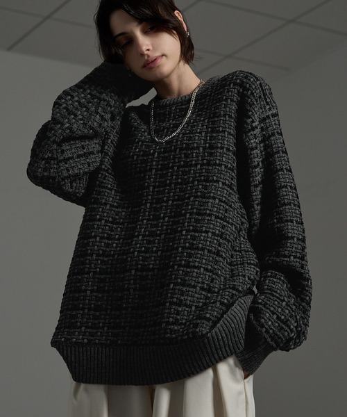 CIYOT(シヨウト)の「【CIYOT】モールミックスツイードライクジャガードニット(ニット/セーター・メンズ・モカ/チャコール/ブラック・M/L)」の16枚目の写真