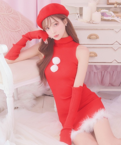 ワンピースドレスサンタコスプレ【サンタコス 4点セット