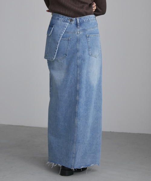 Aunt Marie's(アントマリーズ)の「アシメサロン付きスリットデニムロングスカート(デニムスカート・レディース・ブルー・FREE/S)」の20枚目の写真