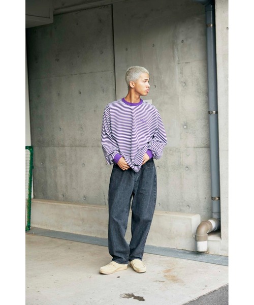 KEBOZ（ケボズ）の「BORDER L/S TEE（Tシャツ/カットソー・メンズ・パープル/カーキ/ブラック・M/L/XL/2XL）」の11枚目の写真