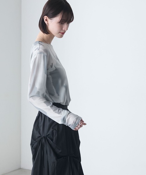 forksy.（フォルクシー）の「【forksy.】水彩アート総柄パワーメッシュプルオーバー（Tシャツ/カットソー・レディース・クリーム/チャコール/ベージュ/ピンク/グレー/ブルー/ブラウン・FREE）」の16枚目の写真