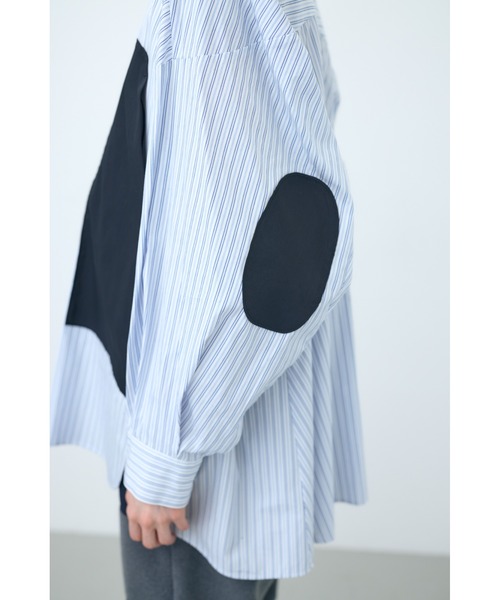 nagonstans ナゴンスタンス バイカラー ポケット シャツ ストライプ nagonstans（ナゴンスタンス）の「80 StripeバイカラーPKTシャツ