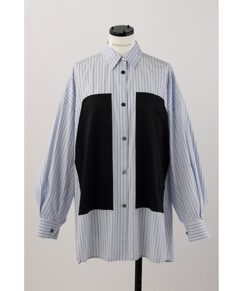 ナゴンスタンス　バイカラーシャツ nagonstans（ナゴンスタンス）の「80 StripeバイカラーPKTシャツ