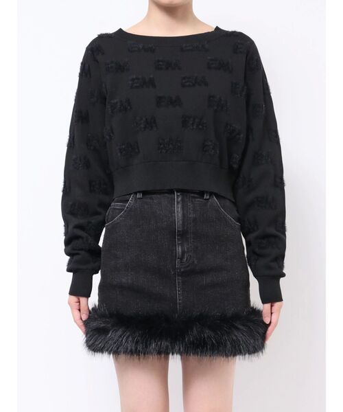 EATME（イートミー）の「ロゴジャガードニット（ニット/セーター・レディース・ブラック/オフホワイト/レッド・FREE）」の14枚目の写真