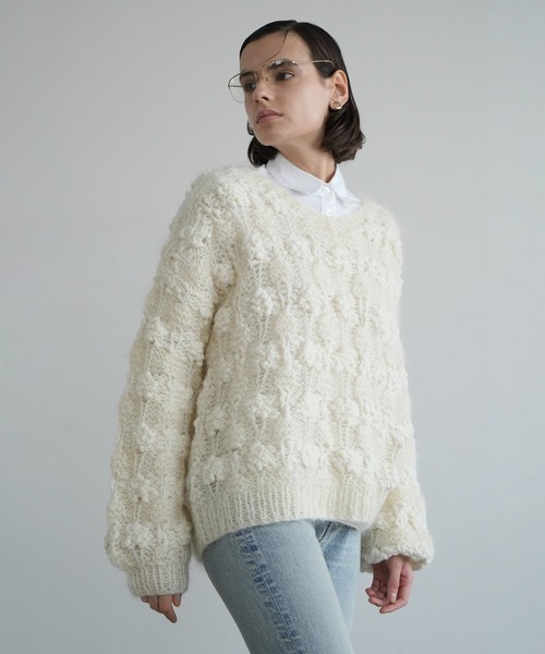 セール】BUMPY OVER V NECK KNIT TOPS（ニット/セーター