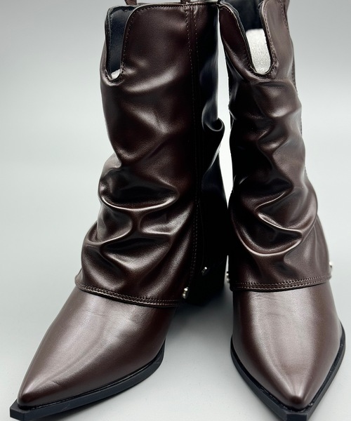 ANOTHER S（アナザーエス）の「ポインテッドトゥチューブブーツ（ブーツ・レディース・ブラック/ブラウン・37/38/39）」の3枚目の写真