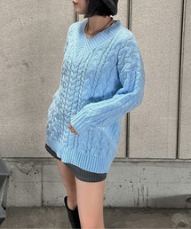 【jiasecond.】ケーブルオーバーVネックニット / トップス ニット ケーブル オーバー パステル アイボリー ピンク ブルー グレー ZOZOTOWN限定