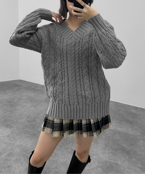 jiasecond.(ジアセカンド)の「【jiasecond.】ケーブルオーバーVネックニット / トップス ニット ケーブル オーバー パステル アイボリー ピンク ブルー グレー ZOZOTOWN限定(ニット/セーター・レディース・ブルー/ピンク/アイボリー/グレー・FREE)」の14枚目の写真