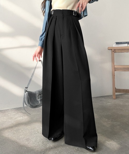 セール】上品なシルエットの優秀パンツ♪サイドベルトハイウエスト2