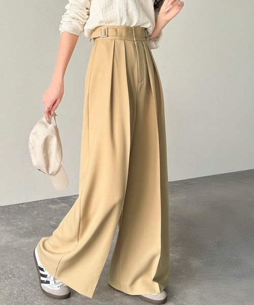 classicalelf（クラシカルエルフ）の「上品なシルエットの優秀パンツ♪サイドベルトハイウエスト2タックワイドパンツ（その他パンツ・レディース・ベージュ/アイボリー/ブラック・X-LARGE/SMALL/MEDIUM/LARGE）」の8枚目の写真