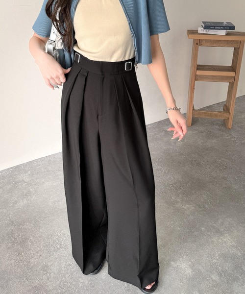 セール】上品なシルエットの優秀パンツ♪サイドベルトハイウエスト2