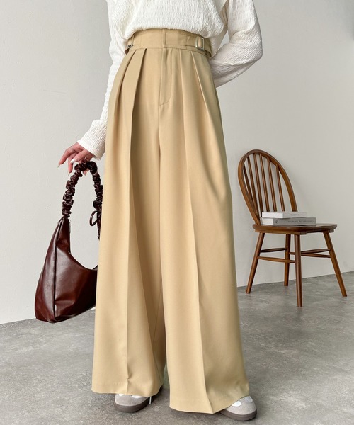 セール】上品なシルエットの優秀パンツ♪サイドベルトハイウエスト2