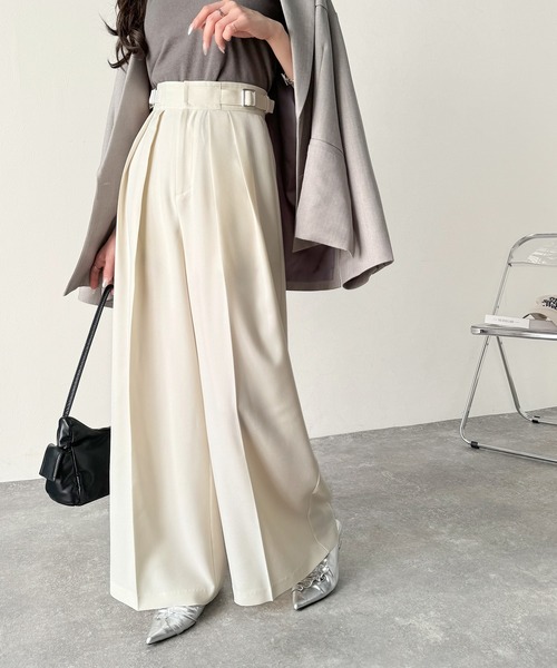セール】上品なシルエットの優秀パンツ♪サイドベルトハイウエスト2