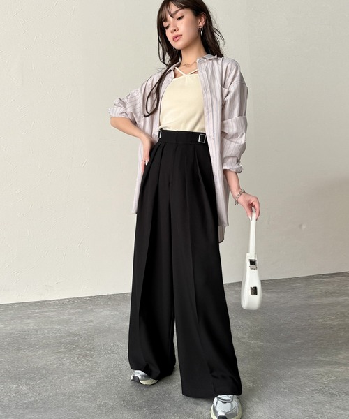 classicalelf（クラシカルエルフ）の「上品なシルエットの優秀パンツ♪サイドベルトハイウエスト2タックワイドパンツ（その他パンツ・レディース・ベージュ/アイボリー/ブラック・X-LARGE/SMALL/MEDIUM/LARGE）」の11枚目の写真