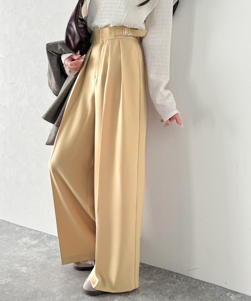 classicalelf（クラシカルエルフ）の「上品なシルエットの優秀パンツ♪サイドベルトハイウエスト2タックワイドパンツ（その他パンツ・レディース・ベージュ/アイボリー/ブラック・X-LARGE/SMALL/MEDIUM/LARGE）」の12枚目の写真