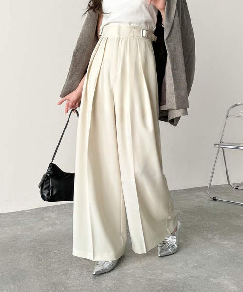 classicalelf（クラシカルエルフ）の「上品なシルエットの優秀パンツ♪サイドベルトハイウエスト2タックワイドパンツ（その他パンツ・レディース・ベージュ/アイボリー/ブラック・X-LARGE/SMALL/MEDIUM/LARGE）」の16枚目の写真